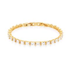Jazz Tennis Bracelet with Baguette Cut Cubic Zirconia Gold Plated Bridal
