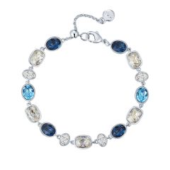 Festival Blue Bracelet with Swarovski Crystals Rhodium Plated Bridal