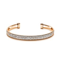 Showstopper Statement Open Bangle with Austrian Crystals Rose Gold Plated
