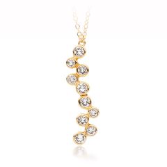 MYJS Fidelity Pendant with Swarovski Crystals Bubbles Drop Gold GP Bridal Gift