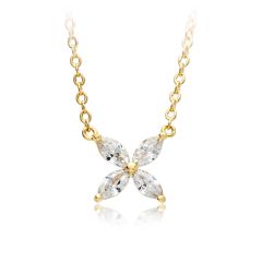 MYJS Victoria Flower Marquise CZ Pendant Necklace Gold Plated Bridal Gift