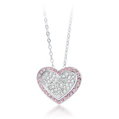 Cupid Heart Pink Necklace with Swarovski® Crystals Rhodium Plated