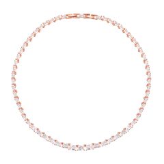 Jazz Tennis Necklace w Baguette Cut Cubic Zirconia Rose Gold Plated