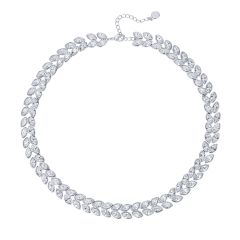 Talesia Double Statement Necklace with Swarovski Crystals Rhodium Plated Bridal