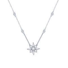 Camelia Stella Star Statement Necklace Clear Cubic Zirconia Rhodium Plated