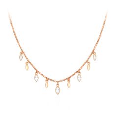 Mayfly Layer Necklace with Swarovski Crystals Rose Gold Plated