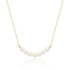 Organic Freshwater Pearl Bar Necklace Gold plated
