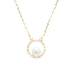 Halo Freshwater Pearl Necklace Freshwater Pearl Gold Plated