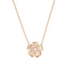 Cherry Blossom Flower Necklace Clear Crystals Pave Rose Gold Plated