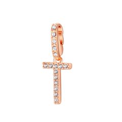 Mix Charm Letter T Swarovski Crystals Rose Gold Plated