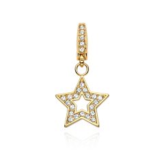 Affinity Open Star Charm with Swarovski Crystals Gold Plated