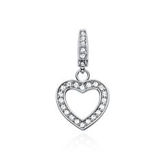 Affinity Open Heart Charm with Swarovski Crystals Rhodium Plated
