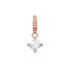 Affinity Square Solitaire CZ Charm Rose Gold Plated