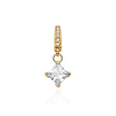 Affinity Square Solitaire CZ Charm Gold Plated