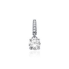 Affinity Round Solitaire CZ Charm Rhodium Plated