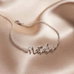 Personalised Calligraphy Name Bracelet in Sterling Silver