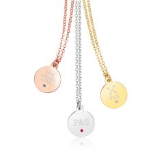 Personalised Circle Tag Necklace in Sterling Silver with Birthstones