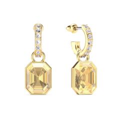 Octagon Drop Earrings Crystal Golden Shadow Crystals Gold Plated